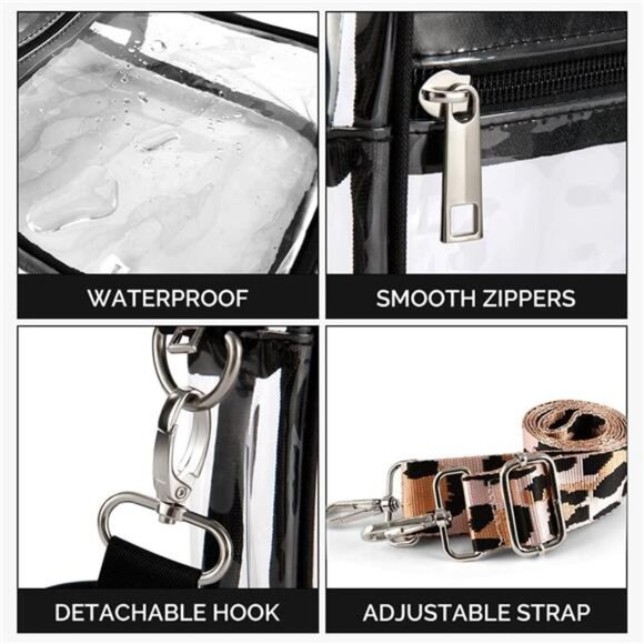 Clear Bag Stadium Approved Clear Purse Crossbody Adjustable Shoulder Strap - Picture 3 of 8